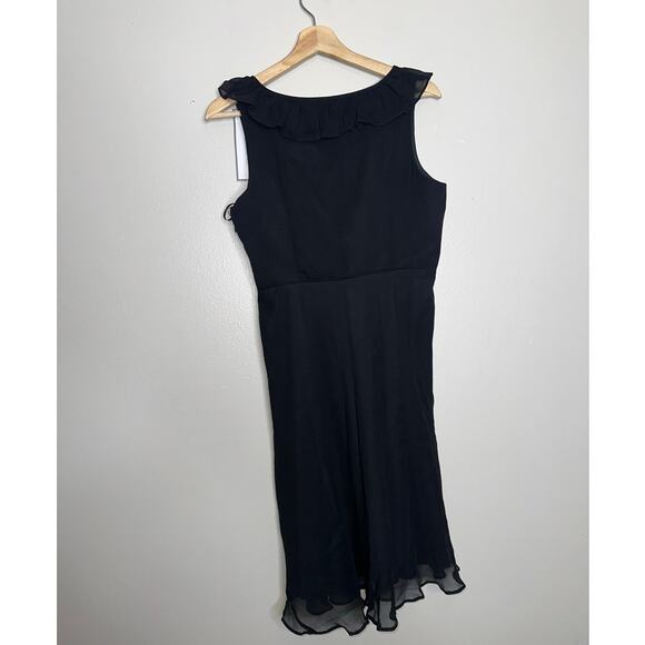 J.Crew 100% Silk Ruffle Wrap V-Neck Black Midi Dress Size 4 NWT - Picture 5 of 5